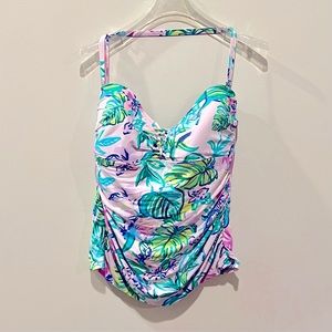 Lilly Pulitzer Lulo tankini top w/ halter strap in mermaid in the shade